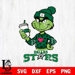 Dallas Stars Boujee Grinch Heart Christmas Cut Files, Cricut,Christmas Svg Dxf Eps Png file , Digital Download