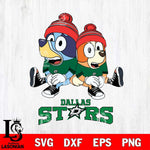 Dallas Stars Christmas Bluey & Bingo Sit Svg, Christmas Svg , NHL svg , Digital Download, dxf eps png pdf file