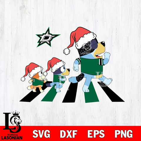 Dallas Stars Family Bluey Walking Christmas Svg Eps Dxf Png File, Digital Download, Instant Download