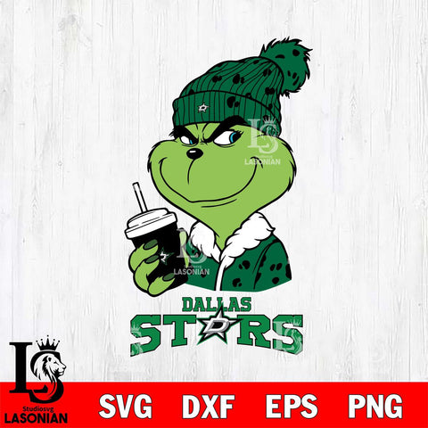 Dallas Stars Grinch Cofffe Christmas Cut Files, Cricut,Christmas Svg Dxf Eps Png file , Digital Download