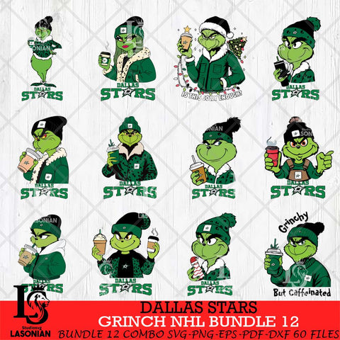 Dallas Stars Grinch NHL Bundle 12 SVG Eps Dxf Png File, Digital Download, Instant Download
