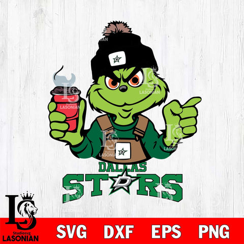 Dallas Stars Grinch with coffee Svg Eps Dxf Png File, Digital Download, Instant Download