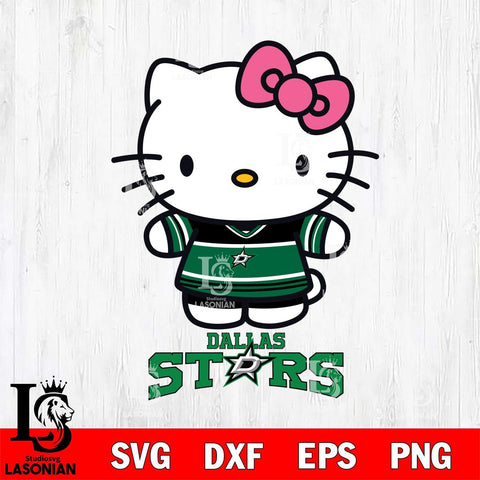 Dallas Stars Hello Kitty NHL Hockey SVG DXF EPS PNG FILE,NHL File Cut,Disney Digital Download,Instant Download, Silhouette