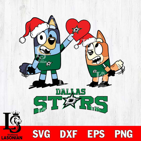 Dallas Stars Love Bluey Christmas Svg Eps Dxf Png File, Digital Download