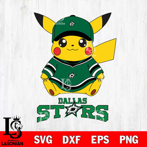 Dallas Stars Pikachu NHL Hockey SVG DXF EPS PNG FILE,NHL File Cut,Disney Digital Download,Instant Download, Silhouette
