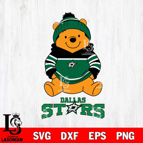Dallas Stars Winnie The Pooh Hockey SVG DXF EPS PNG FILE,NHL File Cut,Disney Digital Download,Instant Download, Silhouette