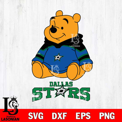 Dallas Stars Winnie The Pooh NHL Hockey SVG DXF EPS PNG FILE,NHL File Cut,Disney Digital Download,Instant Download, Silhouette