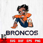 Denver Broncos Betty Boop Black Fan Girl Svg Eps Dxf Png File, Digital Download, Instant Download