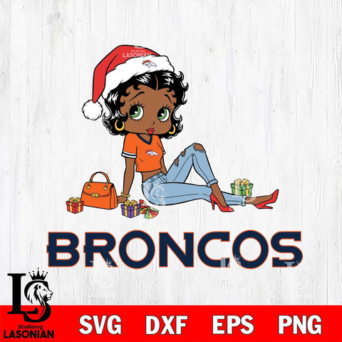 Denver Broncos Betty Boop Christmas Packing File Cut, NFL SVG DXF EPS PNG PDF File, Digital Download , Criucut , Silhouette