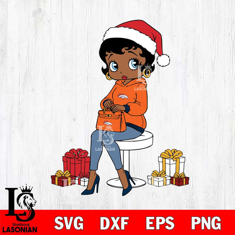 Denver Broncos Betty Boop Sit Christmas File Cut, NFL SVG DXF EPS PNG PDF File, Digital Download , Criucut , Silhouette