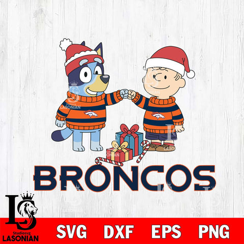 Denver Broncos Bluey With Charlie Brown Christmas Cricut,Christmas SVG DXF EPS PNG FILE, Digital Download,Instant Download, Silhouette