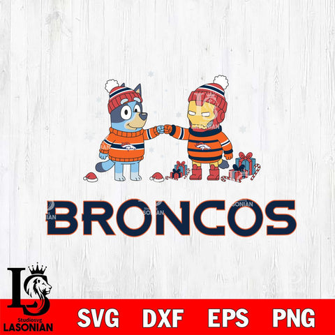 Denver Broncos Bluey With Iron man Christmas Cricut,Christmas SVG DXF EPS PNG FILE, Digital Download,Instant Download, Silhouette