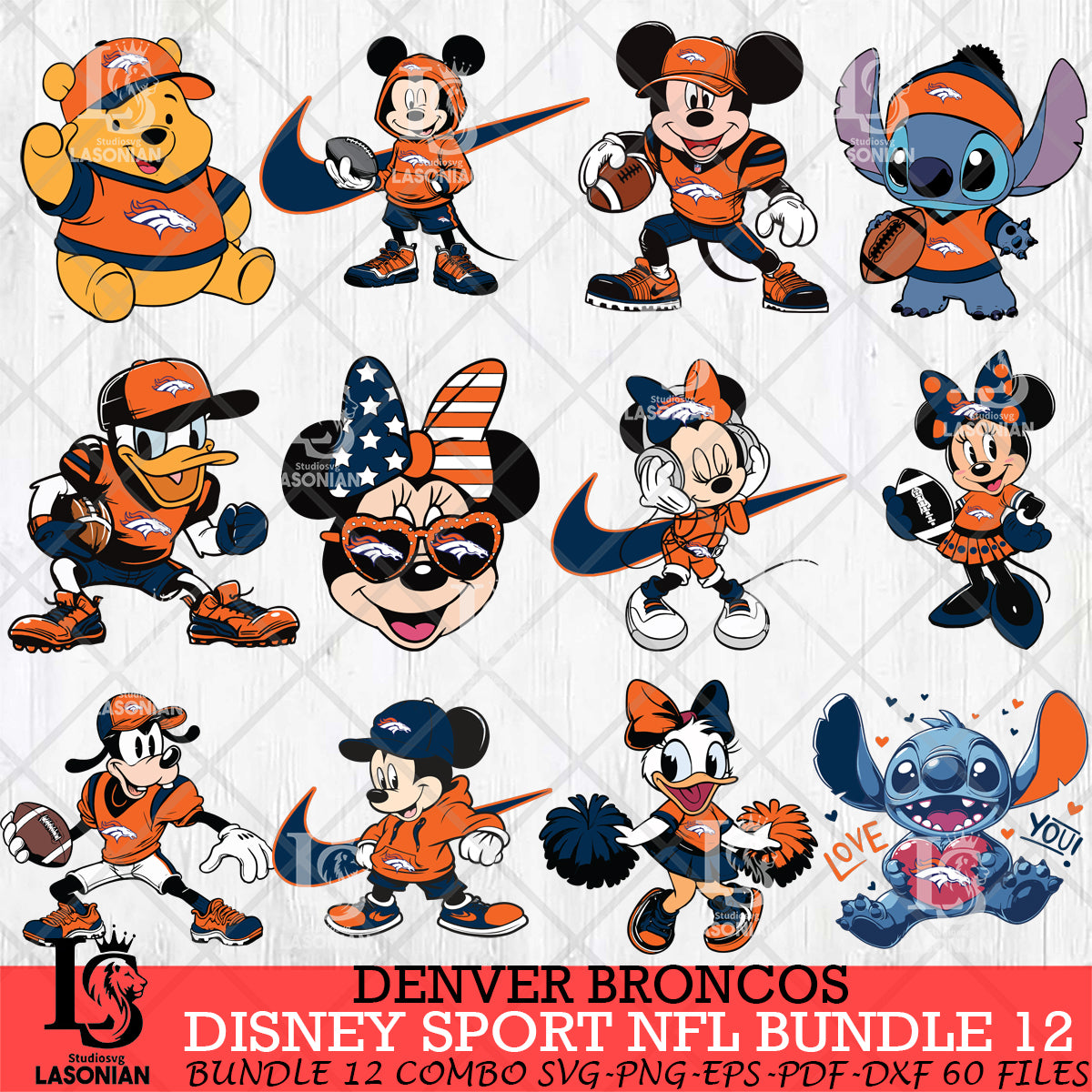 Denver Broncos Disney NFL Bundle 12 – lasoniansvg