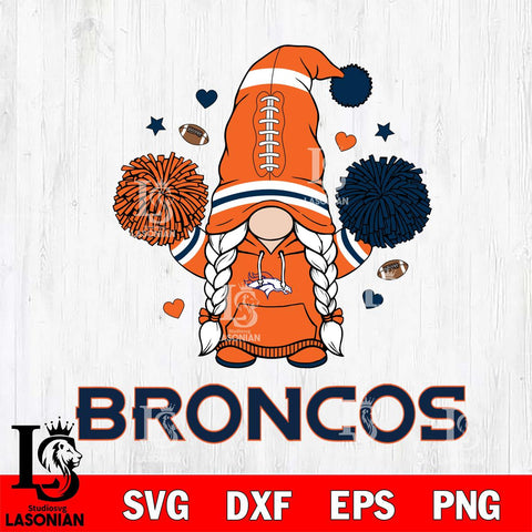 Denver Broncos Gnome cheerleader File Cut, NFL SVG, Digital Download , CHRISTMAS Criucut , Silhouette