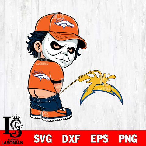Denver Broncos Michael Myers Piss On Los Angeles Chargers Svg Eps Dxf Png File, Digital Download, Instant Download