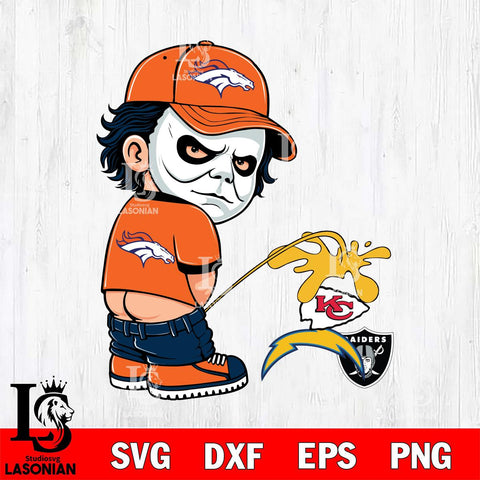 Denver Broncos Michael Myers Piss On Raiders, Chiefs, Chargers Svg Eps Dxf Png File, Digital Download, Instant Download