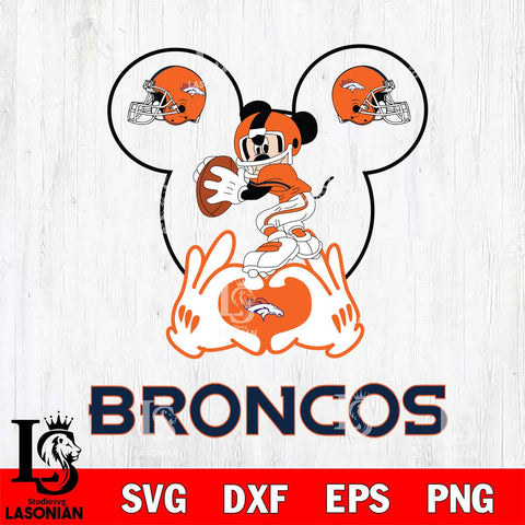 Denver Broncos Mickey Heart Rugby Svg Eps Dxf Png File, Digital Download ,Instant Download, Cricut File