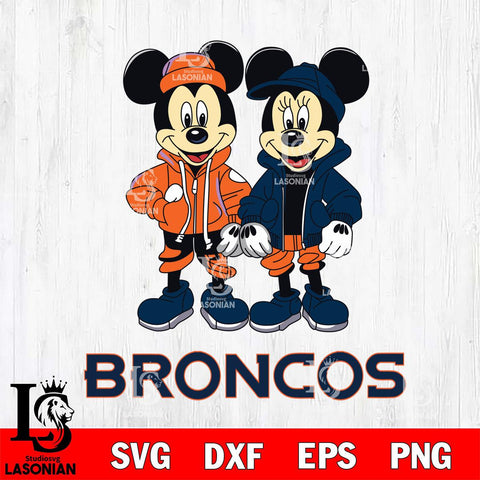 Denver Broncos Mickey Minnie Mouse Football Svg Eps Dxf Png File, Bundle NFl svg , File Cut , Digital Download , Instant Download, Laser Cut Svg Files