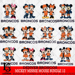 Denver Broncos Mickey Minnie Mouse NFL Bundle 12 Svg Eps Dxf Png File, Bundle NFl svg , File Cut , Digital Download , Instant Download, Laser Cut Svg Files
