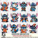 Denver Broncos Stitch Horror Bundle 12 SVG Eps Dxf Png File, Bundle NFL svg, Digital Download, Instant Download