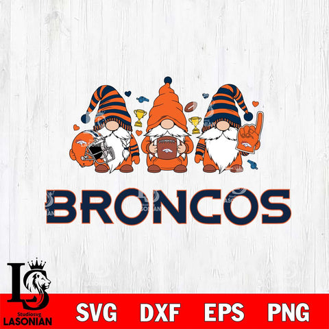 Denver Broncos Three Gnome File Cut, NFL SVG, Digital Download , CHRISTMAS Criucut , Silhouette