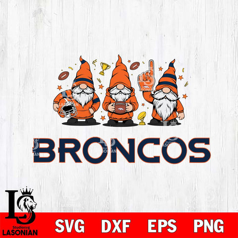 Denver Broncos Three Gnome FAN File Cut, NFL SVG, Digital Download , CHRISTMAS Criucut , Silhouette