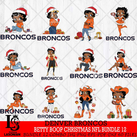 Denver Broncos  Betty Boop Christmas NFL Bundle File Cut, NFL SVG DXF EPS PNG PDF File, Digital Download , Criucut , Silhouette
