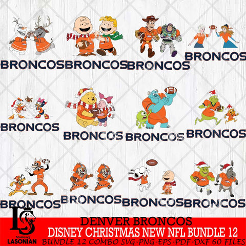 Denver Broncos  Disney Christmas New NFL Bundle 12 Cricut,Christmas SVG DXF EPS PNG FILE, NFL Digital Download,Instant Download, Silhouette
