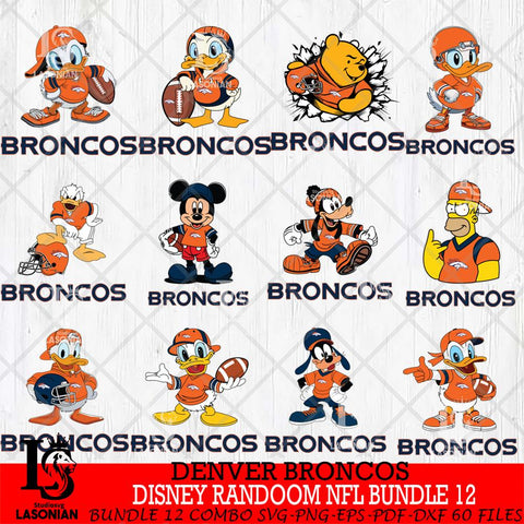 Denver Broncos  Disney Ramdoom NFL Bundle 12 Cricut,Bundle NFL SVG DXF EPS PNG FILE, Digital Download,Instant Download, Silhouette