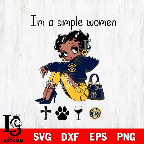 Denver Nuggets Betty Boop Black Fan I Am Simple Women Svg Eps Dxf Png File, Digital Download