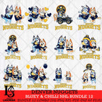 Denver Nuggets Bluey & Bingo NBA Bundle 12 SVG Eps Dxf Png File, Bundle NBA svg, Digital Download, Instant Download