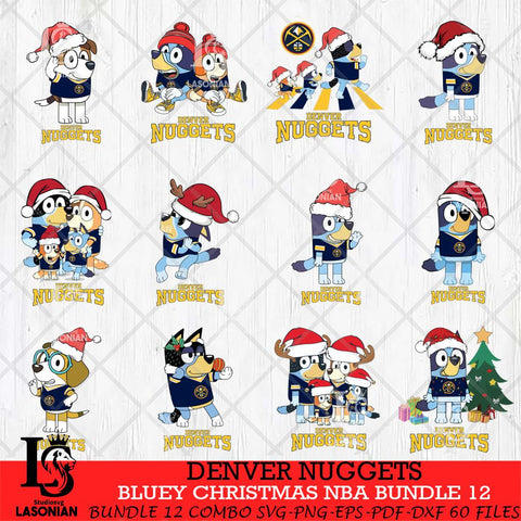Denver Nuggets Bluey Christmas NBA Bundle 12 Cricut , Christmas Svg , Bluey svg , Digital Download, dxf eps png pdf file