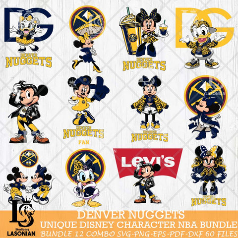 Denver Nuggets Disney character NBA Bundle 12 Svg Eps Dxf Png File, Digital Download, Instant Download