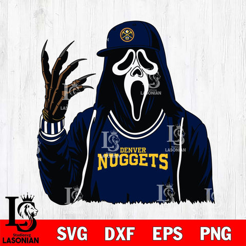 Denver Nuggets Ghostface Horror basketball SVG DXF EPS PNG FILE, NBA File Cut,Halloween Digital Download,Instant Download, Silhouette