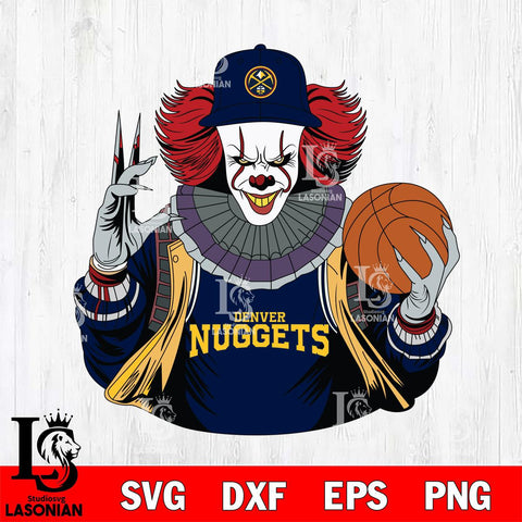 Denver Nuggets Pennywise Horror basketball SVG DXF EPS PNG FILE, NBA File Cut,Halloween Digital Download,Instant Download, Silhouette