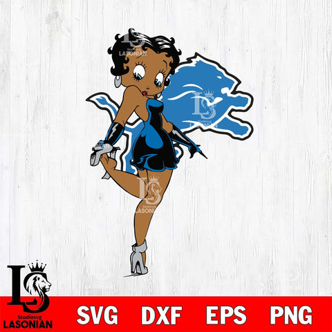 Detroit Lions Betty Boop Girl Fan SVG Svg Eps Dxf Png File, Digital Download, Instant Download
