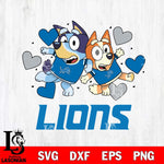 Detroit Lions Bluey Chilli Heart NFL Svg Eps Dxf Png File, Digital Download, Instant Download