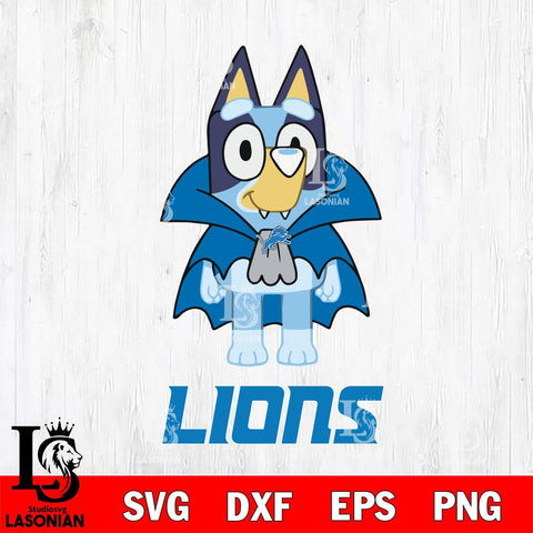 Detroit Lions Bluey Dracula Halloween Svg Eps Dxf Png File, Digital Download, Instant Download