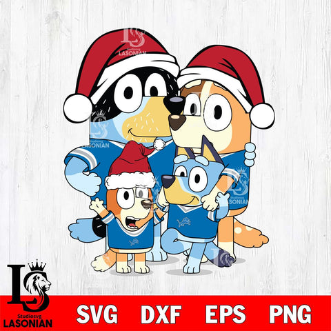 Detroit Lions Bluey Family Christmas Svg Eps Dxf Png File, Digital Download, Instant Download