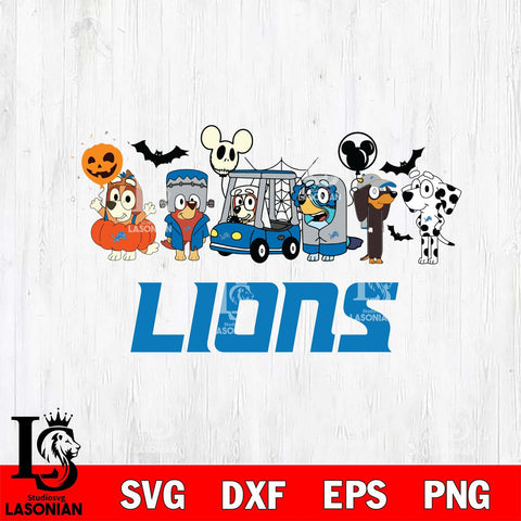 Detroit Lions Bluey Halloween Svg Eps Dxf Png File, Digital Download, Instant Download