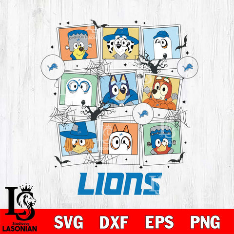 Detroit Lions Bluey Halloween Sport Svg Eps Dxf Png File, Digital Download, Instant Download