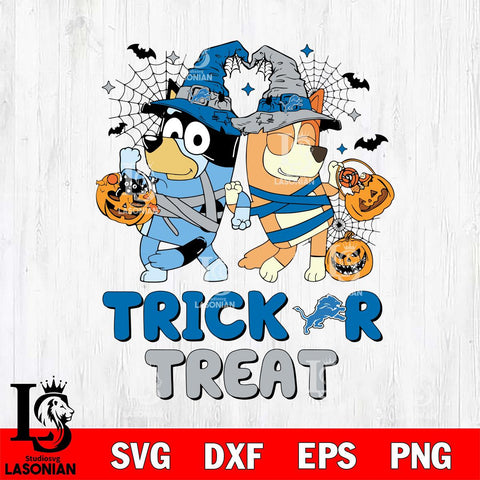 Detroit Lions Bluey Trick or Treat Halloween 2 Svg Eps Dxf Png File, Digital Download, Instant Download
