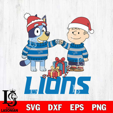 Detroit Lions Bluey With Charlie Brown Christmas Cricut,Christmas SVG DXF EPS PNG FILE, Digital Download,Instant Download, Silhouette