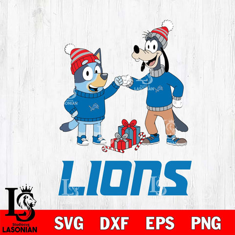 Detroit Lions Bluey With Goofy Christmas Cricut,Christmas SVG DXF EPS PNG FILE, Digital Download,Instant Download, Silhouette