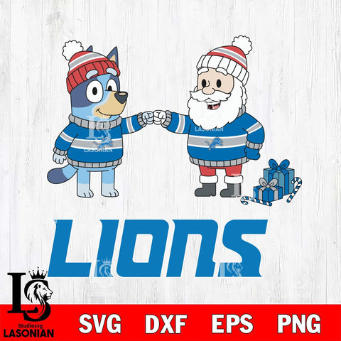 Detroit Lions Bluey With Satan Christmas Cricut,Christmas SVG DXF EPS PNG FILE, Digital Download,Instant Download, Silhouette