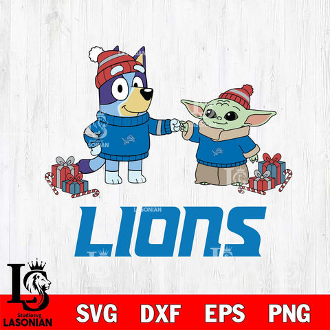 Detroit Lions Bluey With Yoda Christmas Cricut,Christmas SVG DXF EPS PNG FILE, Digital Download,Instant Download, Silhouette