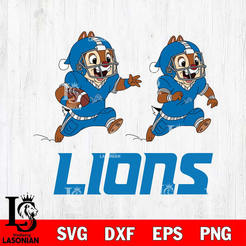 Detroit Lions Chip & Dale Football Cricut,Christmas SVG DXF EPS PNG FILE, Digital Download,Instant Download, Silhouette