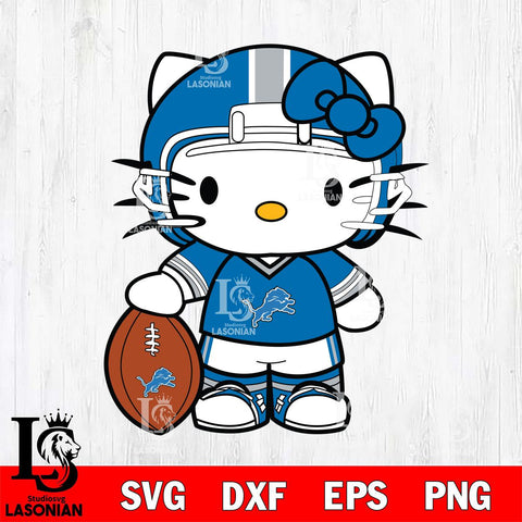 Detroit Lions Cute Hello Kitty Football 3 Svg Eps Dxf Png File, NFL svg, Digital Download, Instant Download