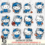 Detroit Lions Cute Hello Kitty NFL Bundle 12 SVG Svg Eps Dxf Png File, NFL svg, Digital Download, Instant Download