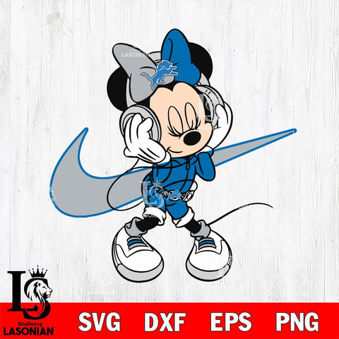 Detroit Lions Cute Minnie Mouse Dancing Svg Eps Dxf Png File, Digital Download, Instant Download